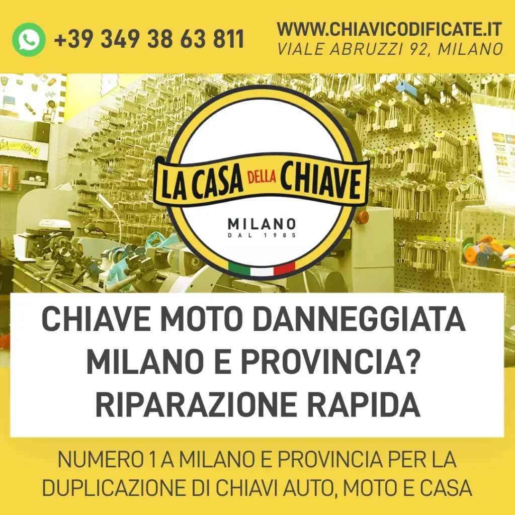 Chiave moto danneggiata Milano e Provincia? Riparazione rapida