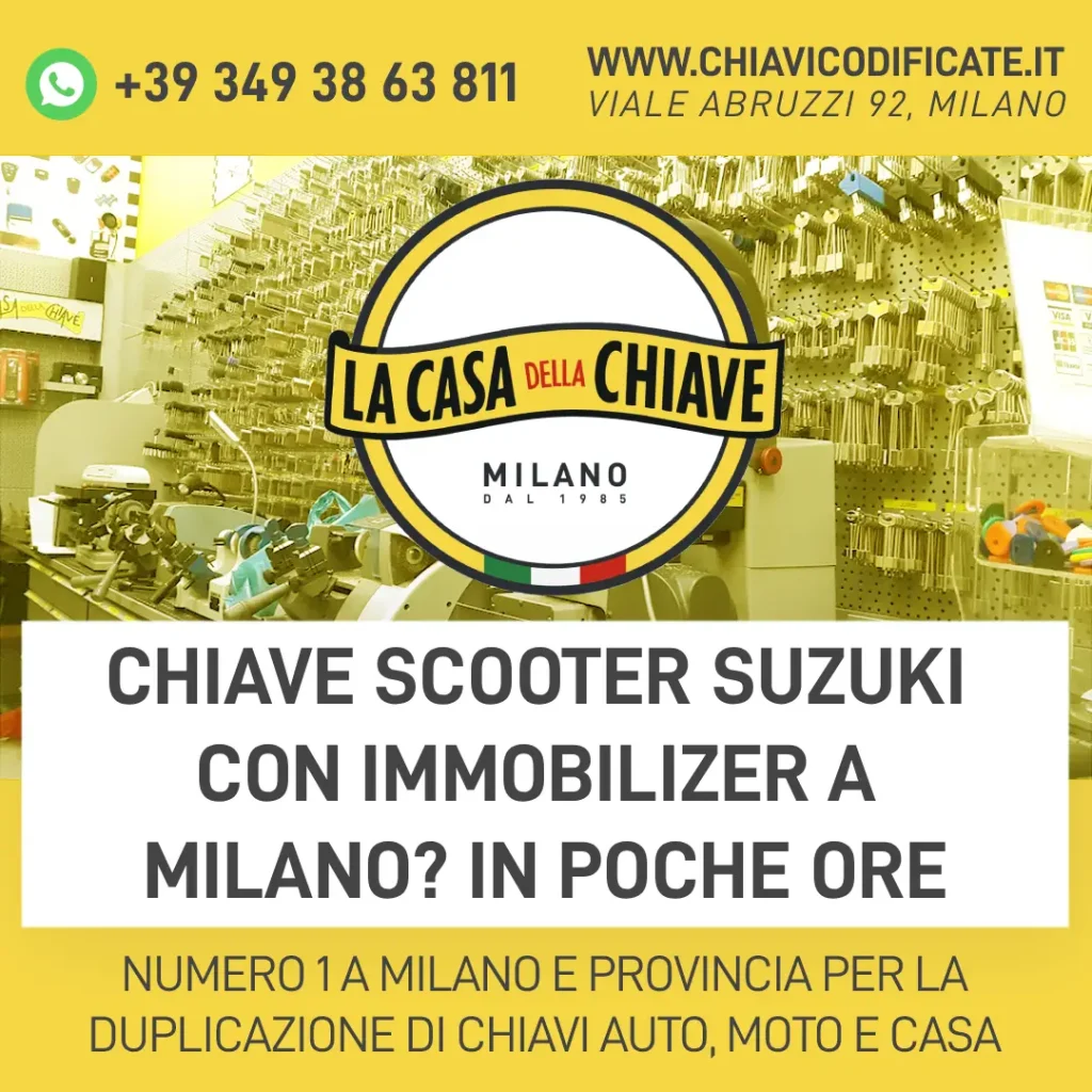 Chiave scooter Suzuki con immobilizer a Milano? in poche ore
