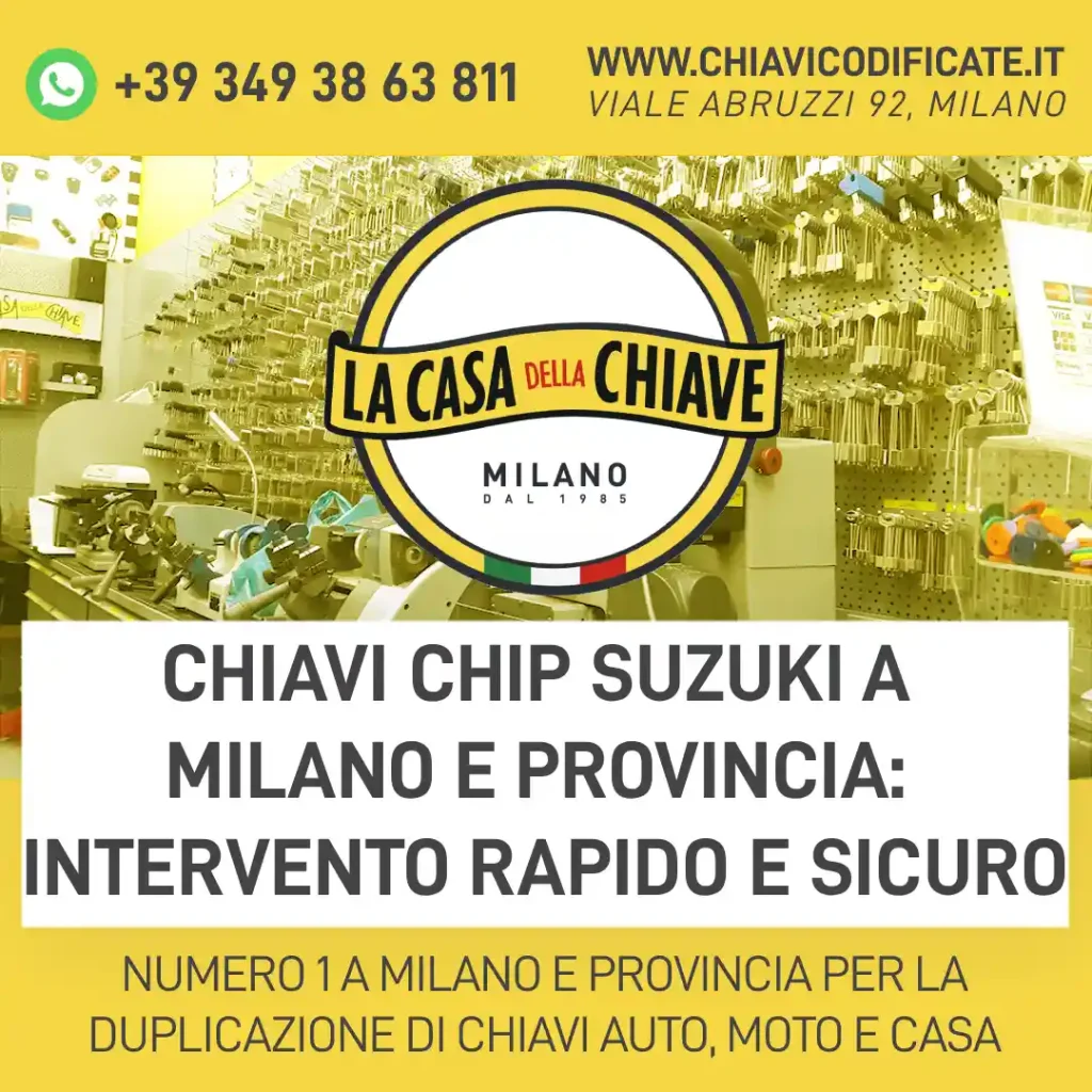 Chiavi chip Suzuki a Milano e Provincia: intervento rapido e sicuro