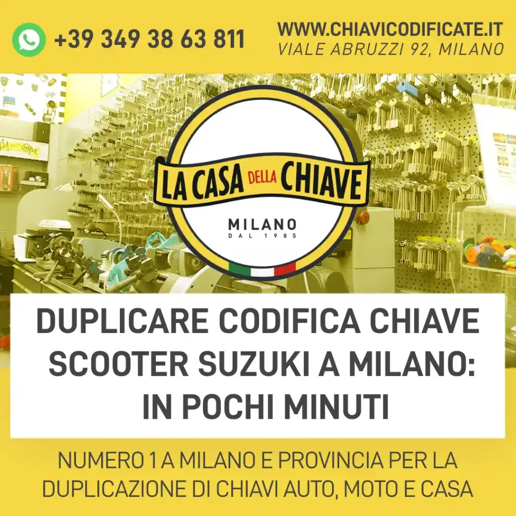Duplicare codifica chiave scooter Suzuki a Milano: in pochi minuti