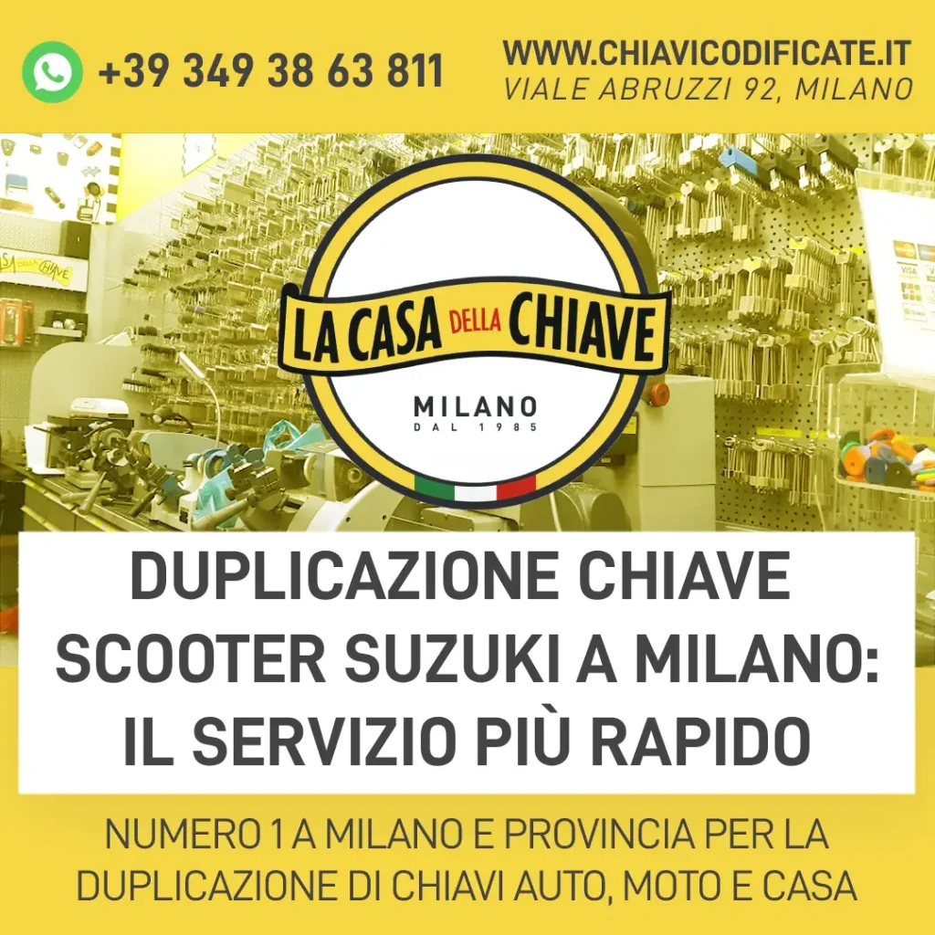 Duplicazione chiave scooter Suzuki a Milano: il servizio più rapido