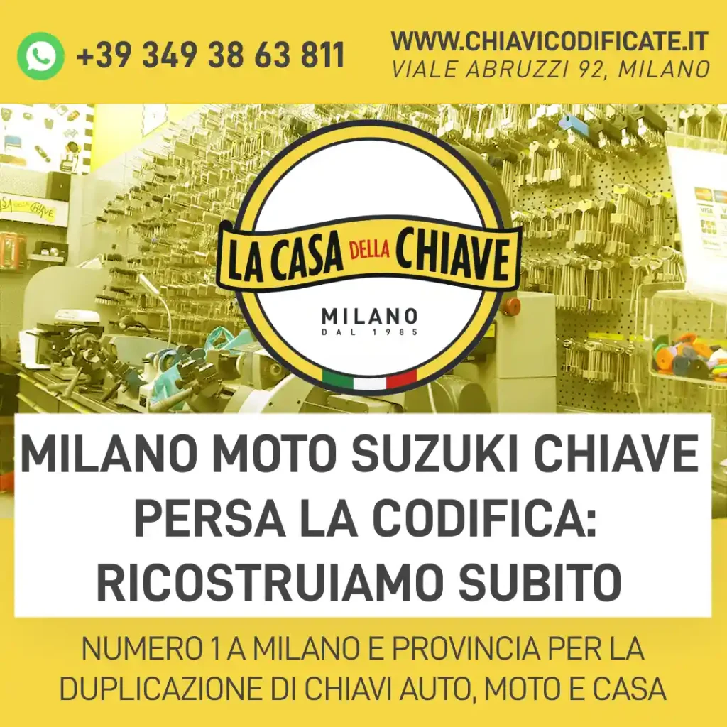 Milano moto Suzuki chiave persa la codifica: Ricostruiamo subito