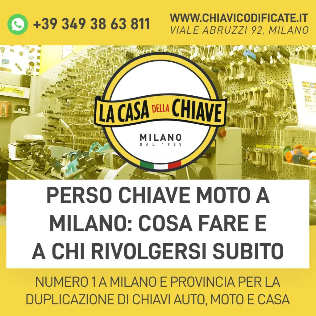 Perso chiave Moto a Milano: cosa fare e a chi rivolgersi subito