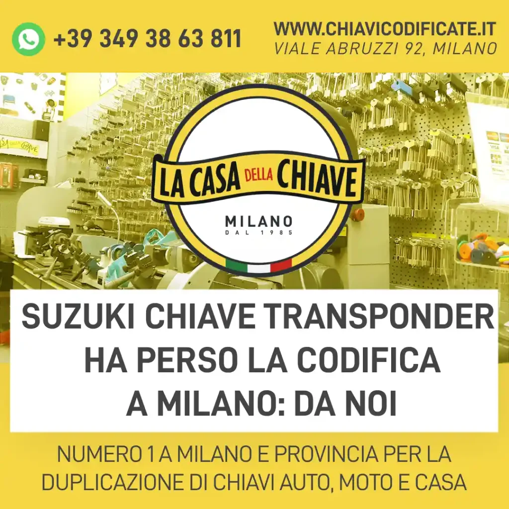 Suzuki Chiave transponder ha perso la codifica a Milano: DA NOI