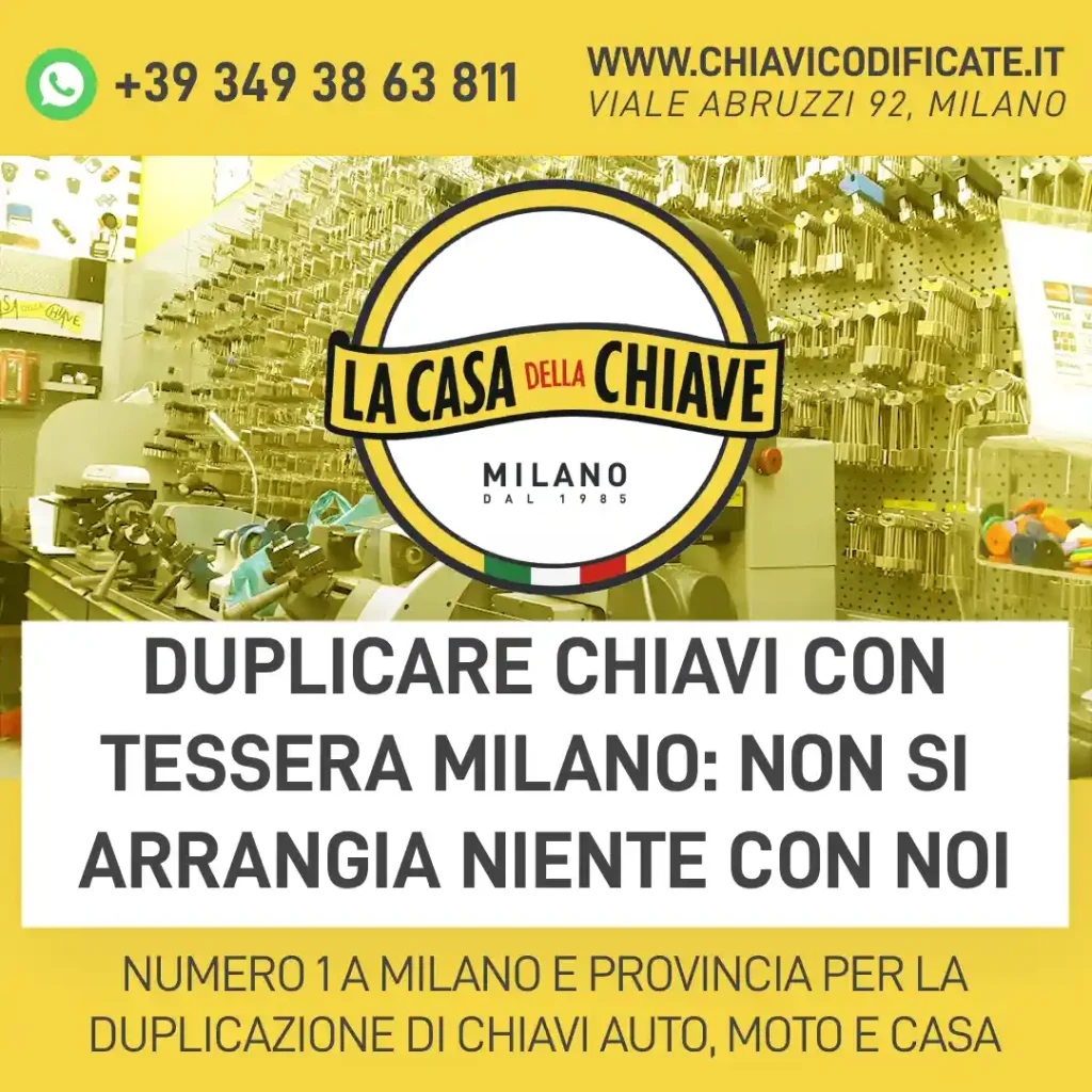 Duplicare chiavi con tessera Milano: non si arrangia niente con noi
