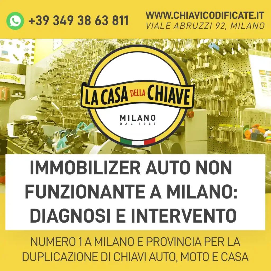 Immobilizer auto non funzionante a Milano: diagnosi e intervento