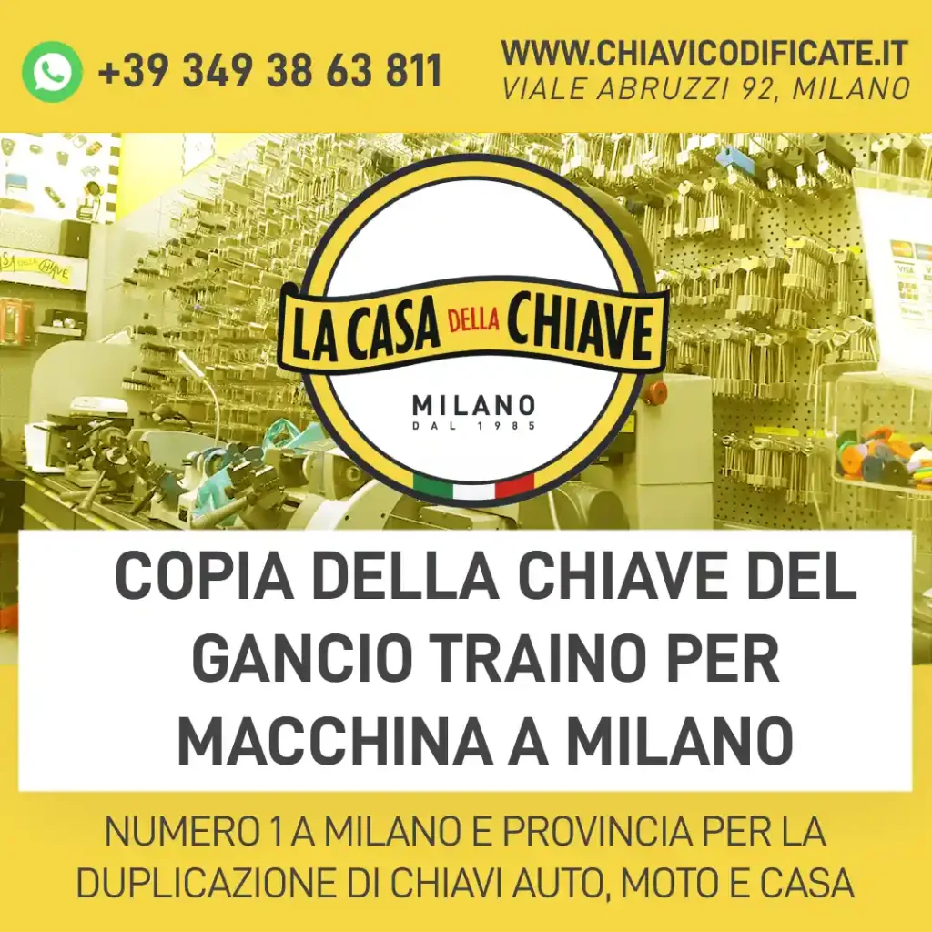 Copia della chiave del gancio traino per macchina a Milano