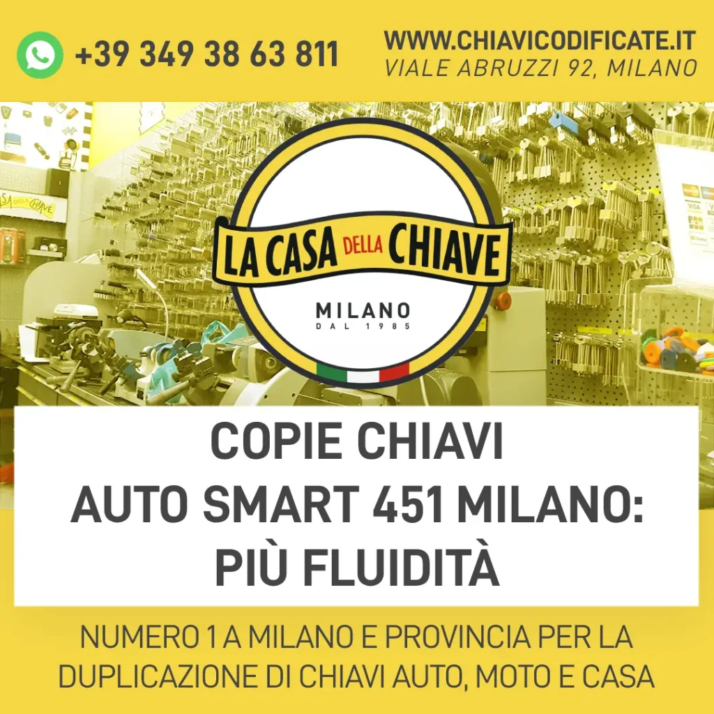 Copie chiavi auto smart 451 Milano: più fluidità