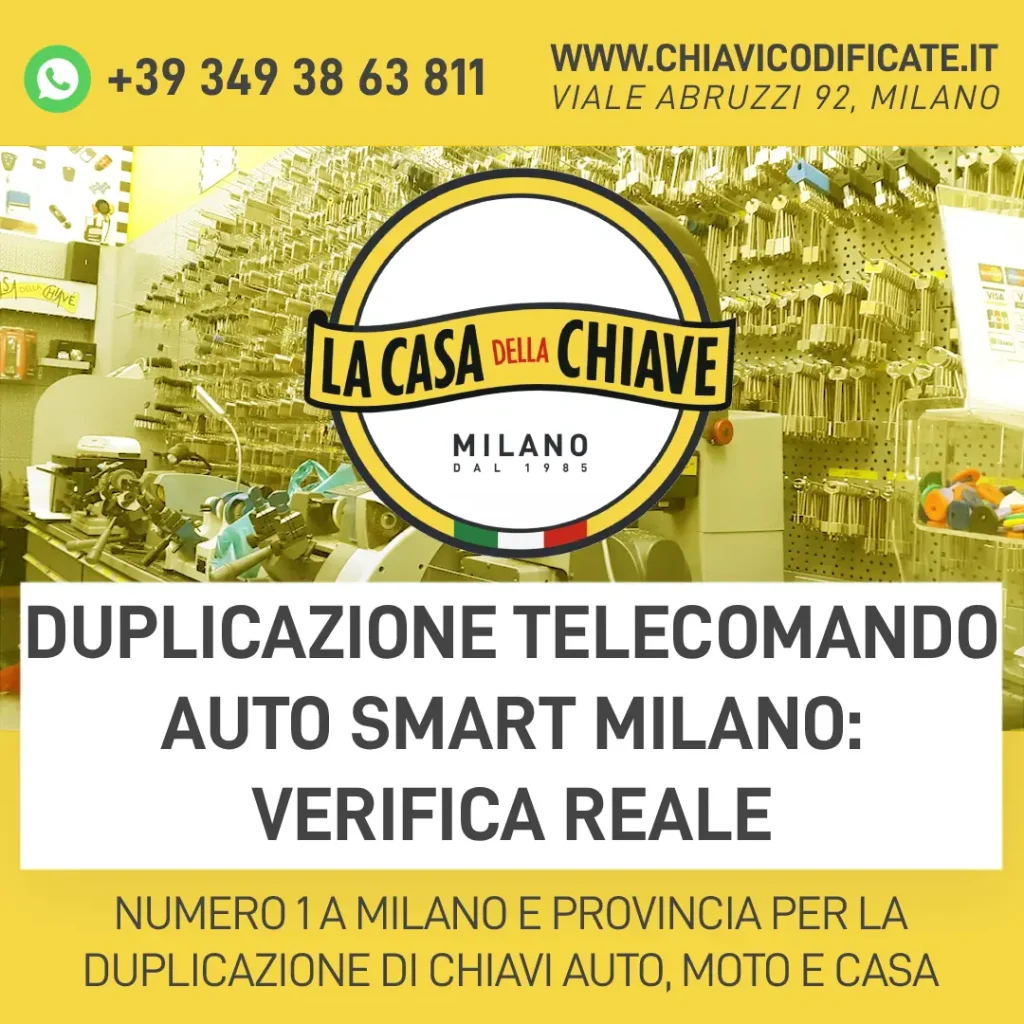 Duplicazione telecomando auto smart Milano: verifica reale