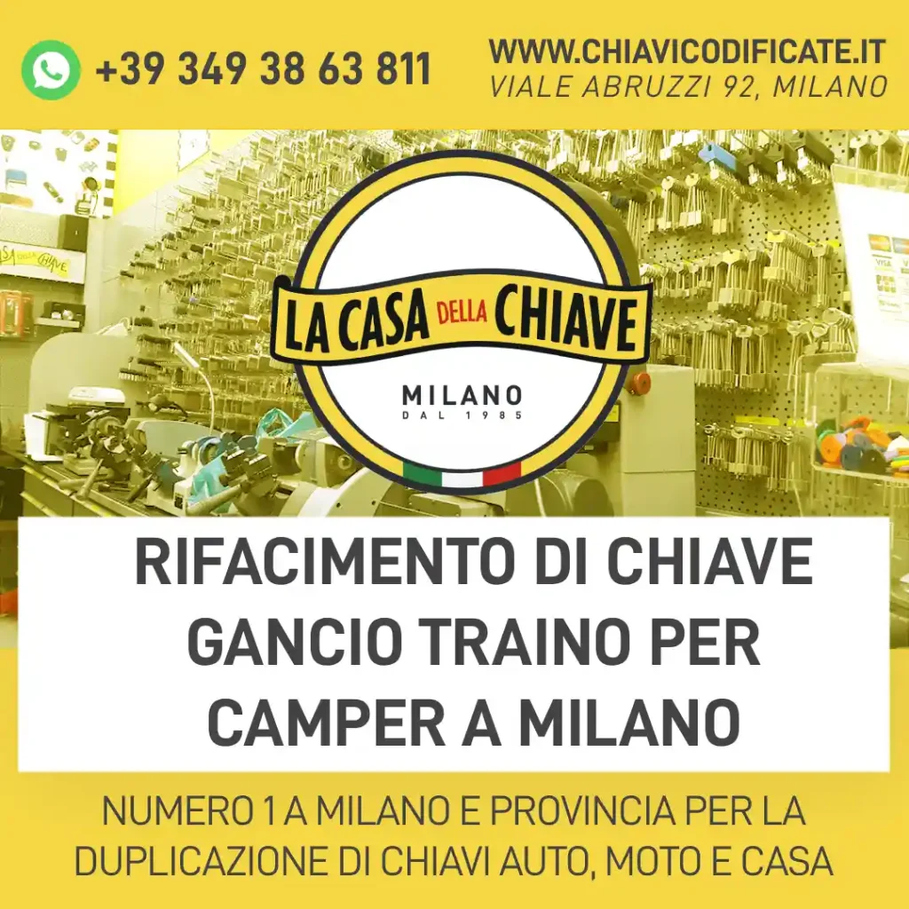 Rifacimento di chiave gancio traino per camper a Milano