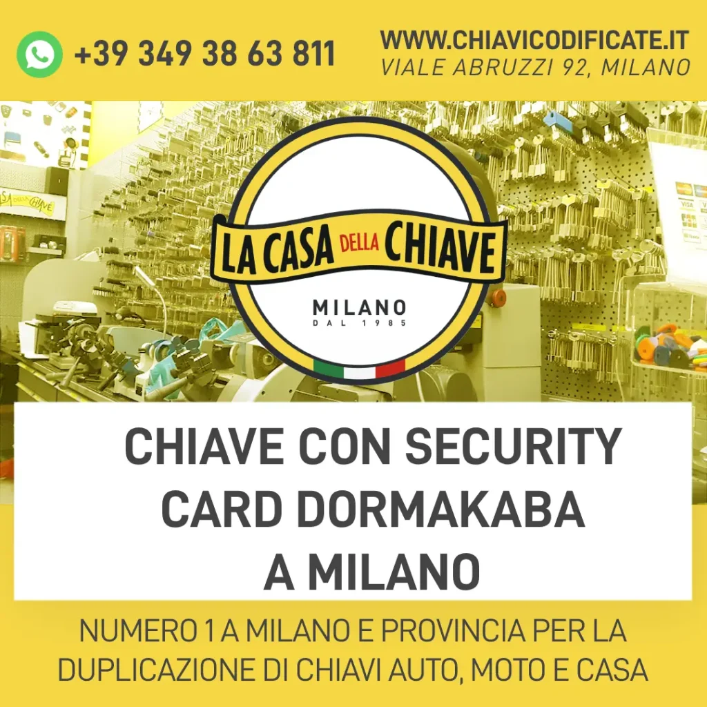Chiave con security card Dormakaba a Milano