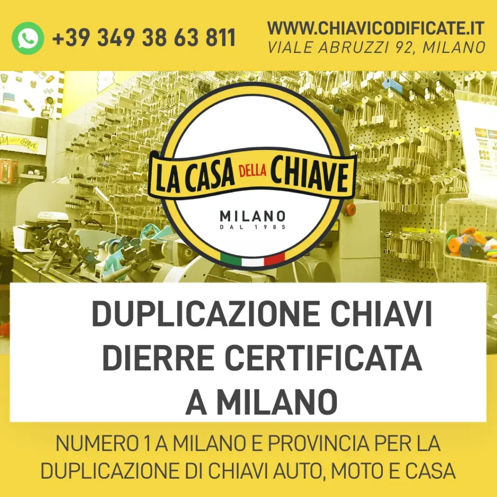 Duplicazione chiavi Dierre certificata a Milano