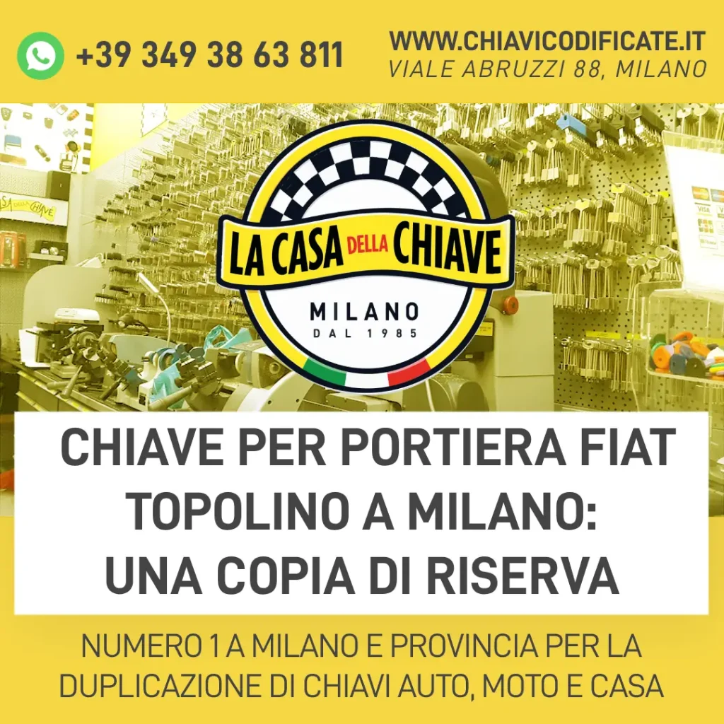 Chiave per portiera Fiat Topolino a Milano: una copia di riserva
