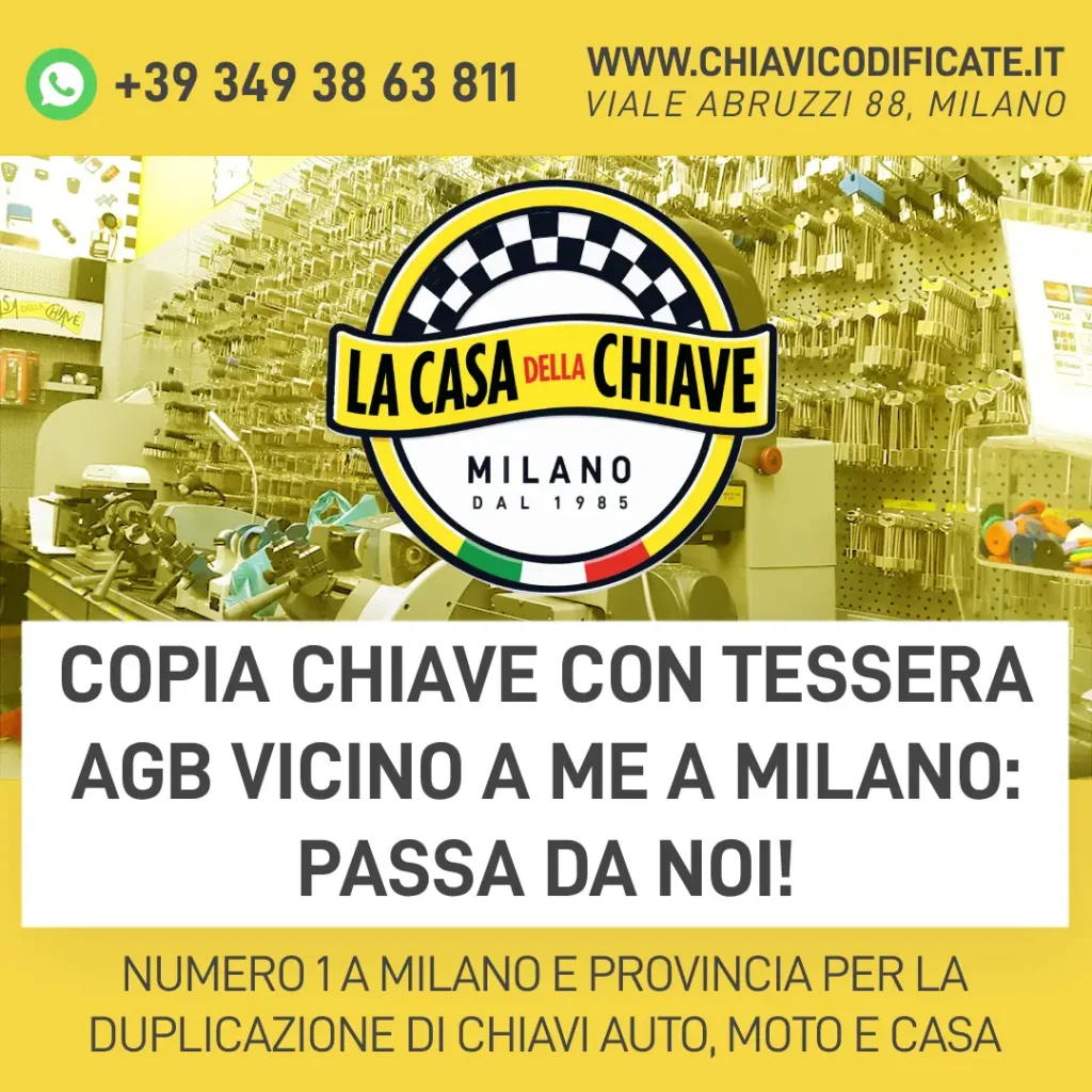 Copia chiave con tessera AGB vicino a me a Milano: passa da noi!