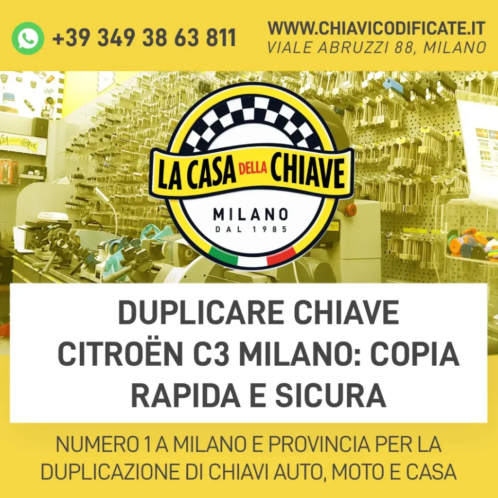 Duplicare Chiave Citroën C3 Milano: Copia Rapida e Sicura