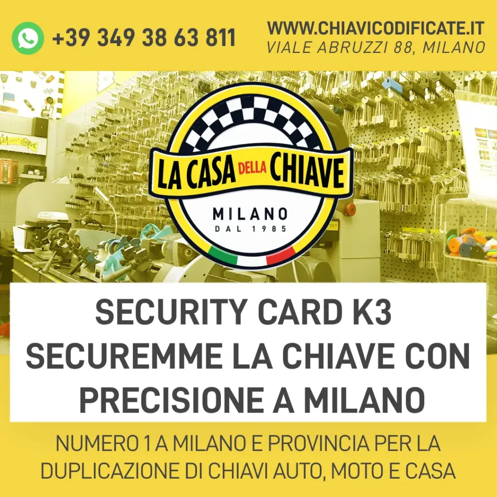 Security Card k3 Securemme la Chiave con precisione a Milano