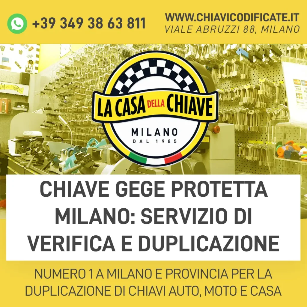 Chiave GeGe protetta Milano: servizio di verifica e duplicazione