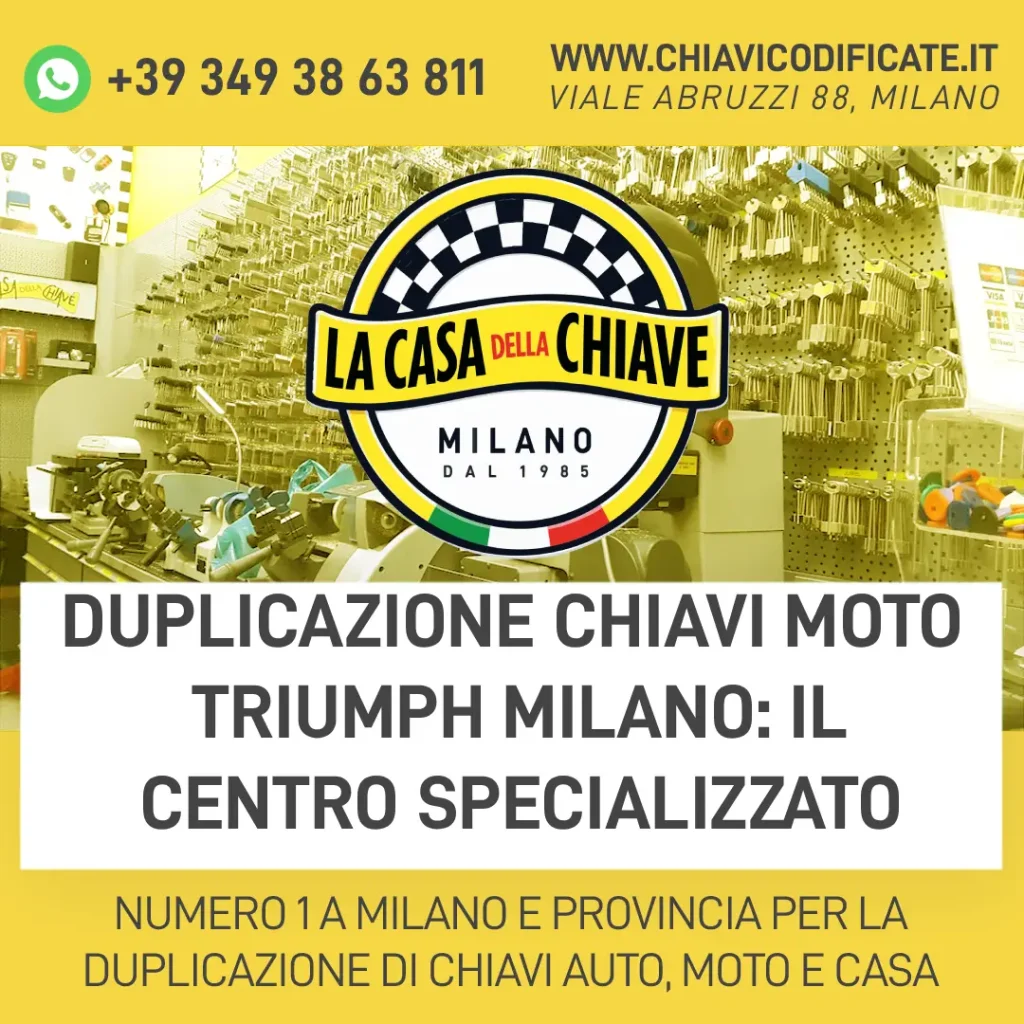 Duplicazione Chiavi Moto Triumph Milano: Il Centro specializzato