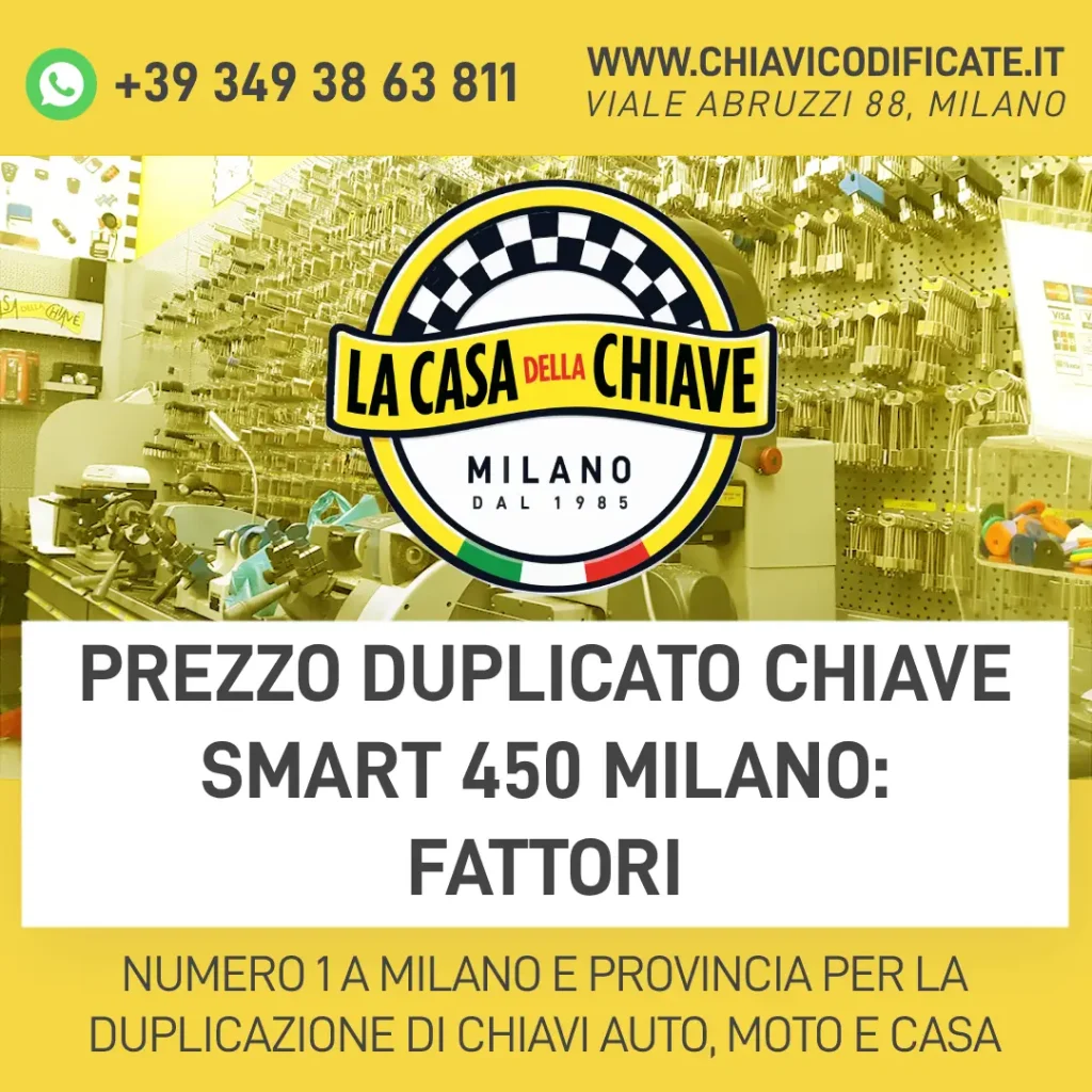 Prezzo duplicato chiave Smart 450 Milano: fattori