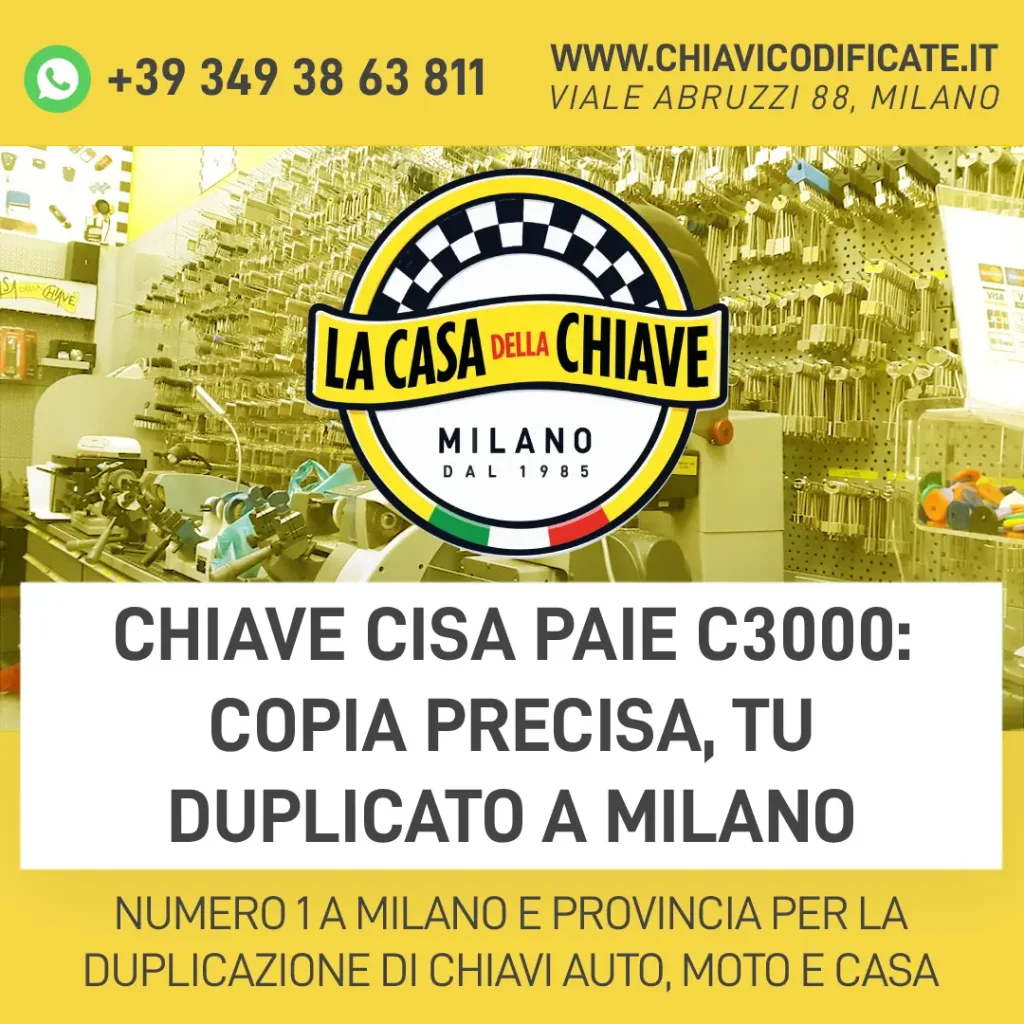 Chiave CISA PAIE C3000: Copia Precisa, Tu Duplicato a Milano