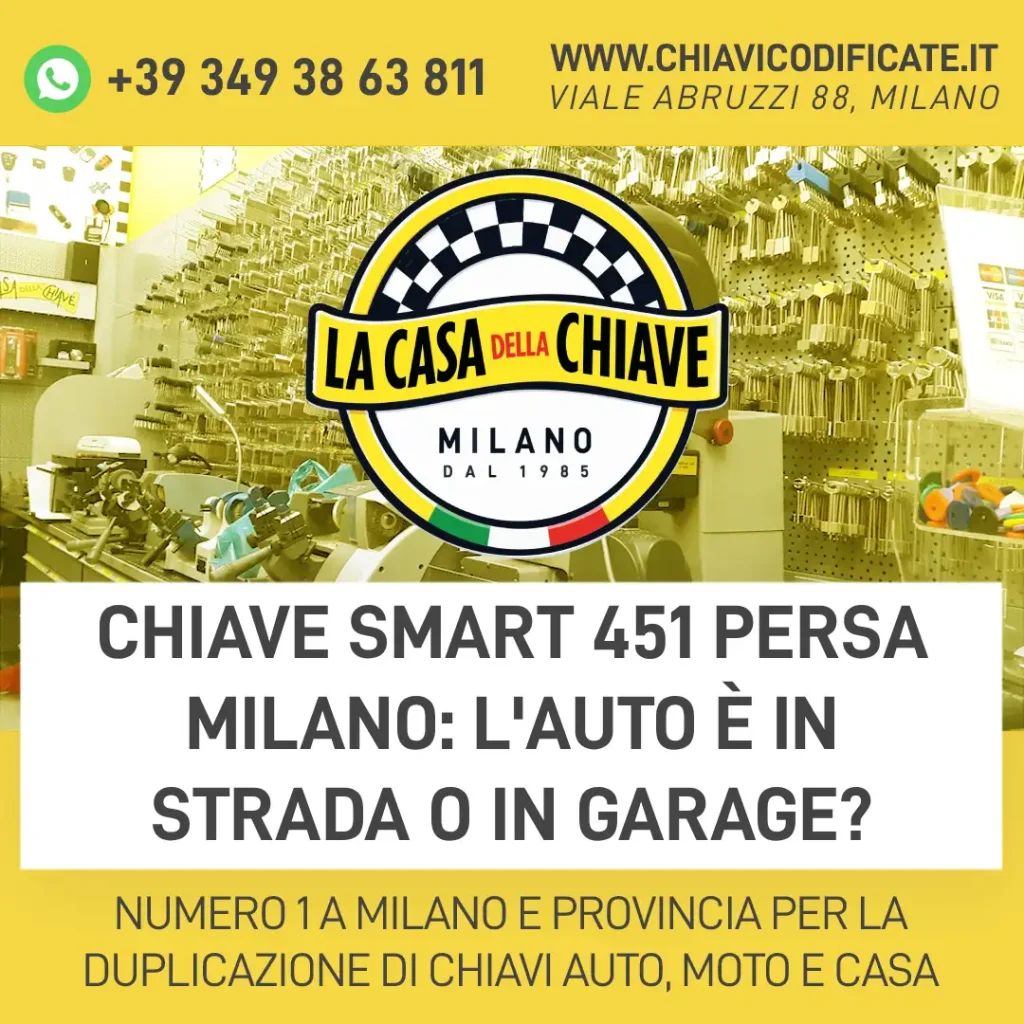 Chiave Smart 451 persa Milano: l'auto è in strada o in garage?
