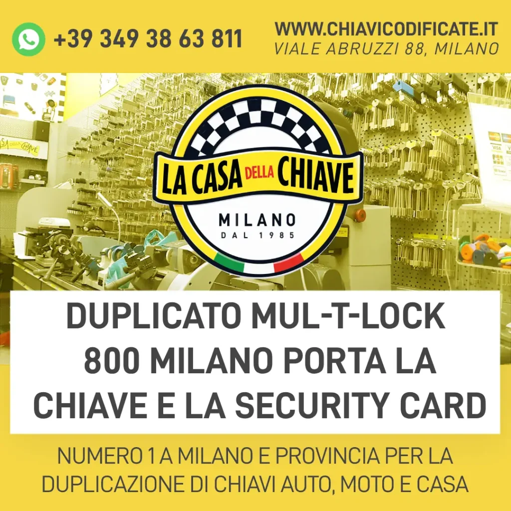 Duplicato Mul-T-Lock 800 Milano Porta la Chiave e la Security Card