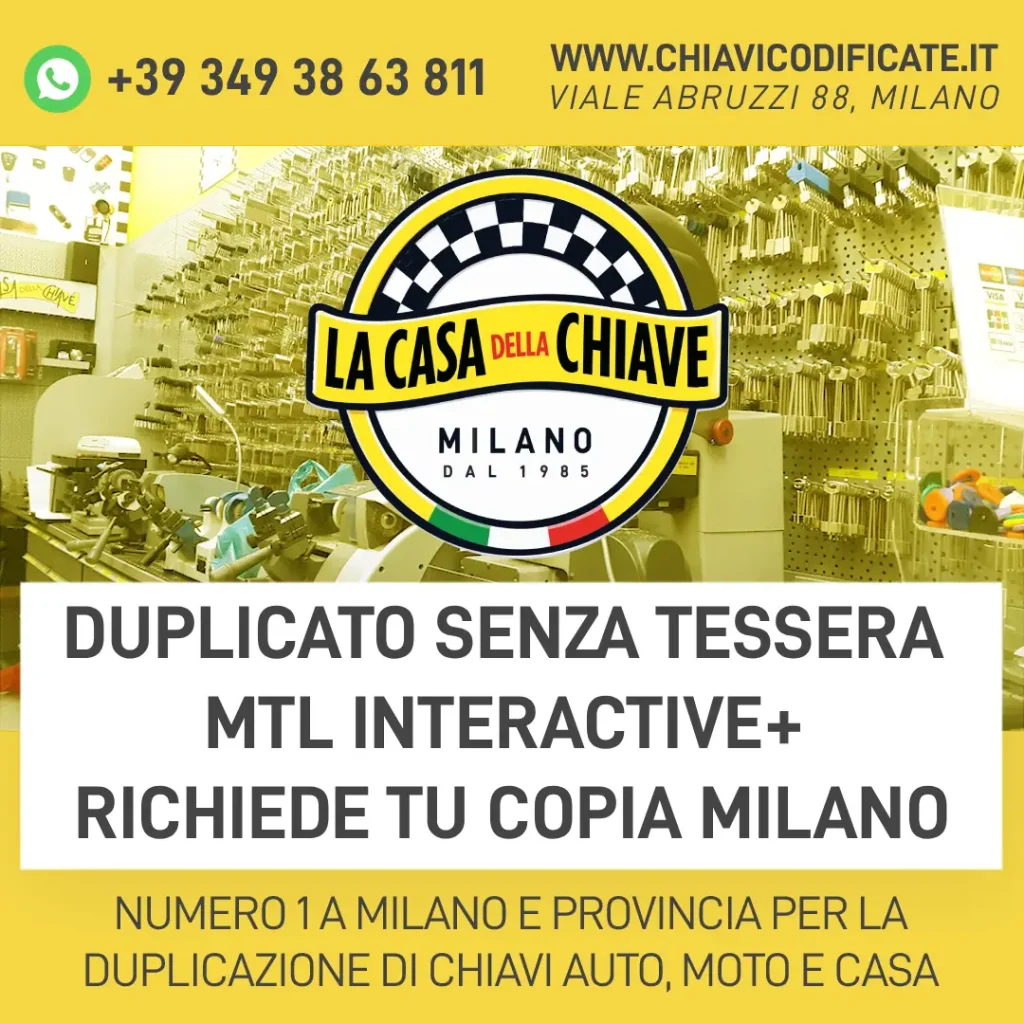 Duplicato Senza Tessera mtl Interactive+ Richiede Tu Copia Milano