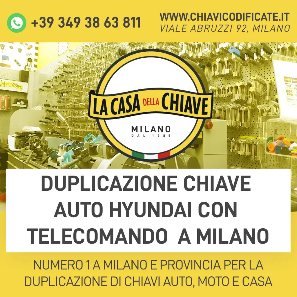 Duplicazione Chiave Auto Hyundai con Telecomando a Milano