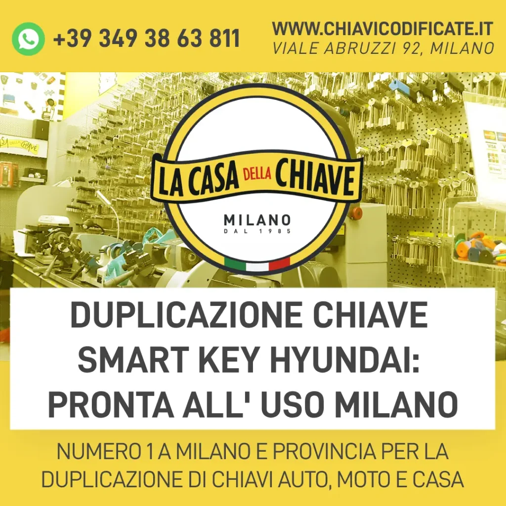 Duplicazione Chiave Smart Key Hyundai: Pronta all' uso Milano