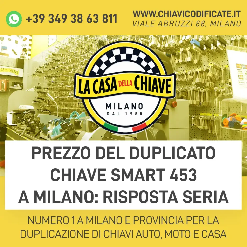 Prezzo del duplicato chiave Smart 453 a Milano: risposta seria