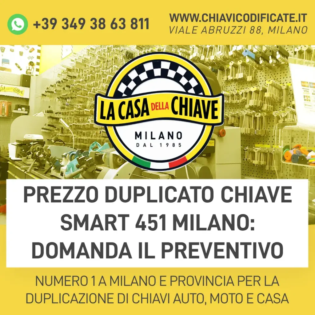 Prezzo duplicato chiave Smart 451 Milano: domanda il preventivo