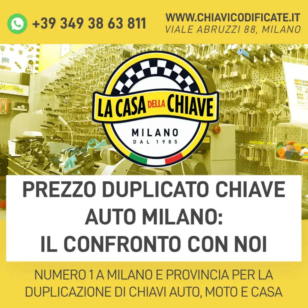 Prezzo duplicato chiave auto Milano: il confronto con noi