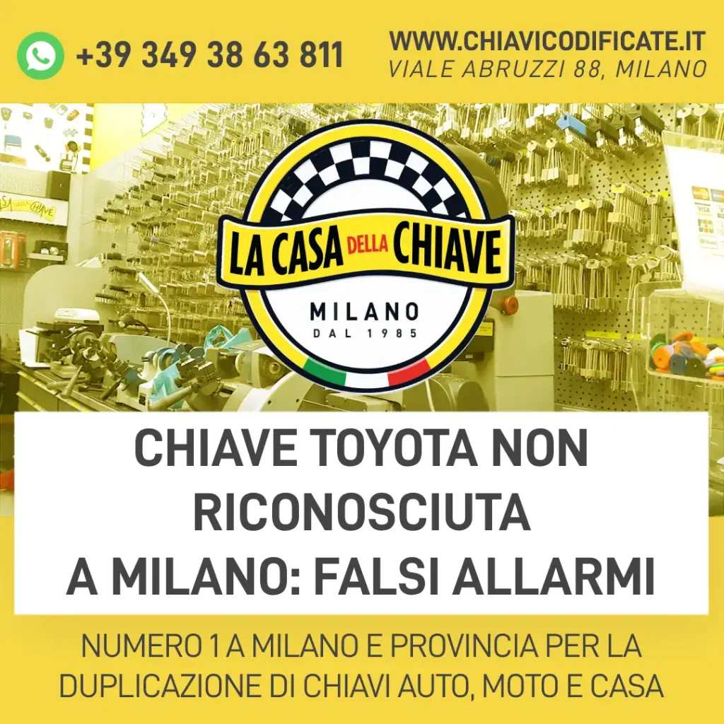 Chiave Toyota non riconosciuta a Milano: falsi allarmi