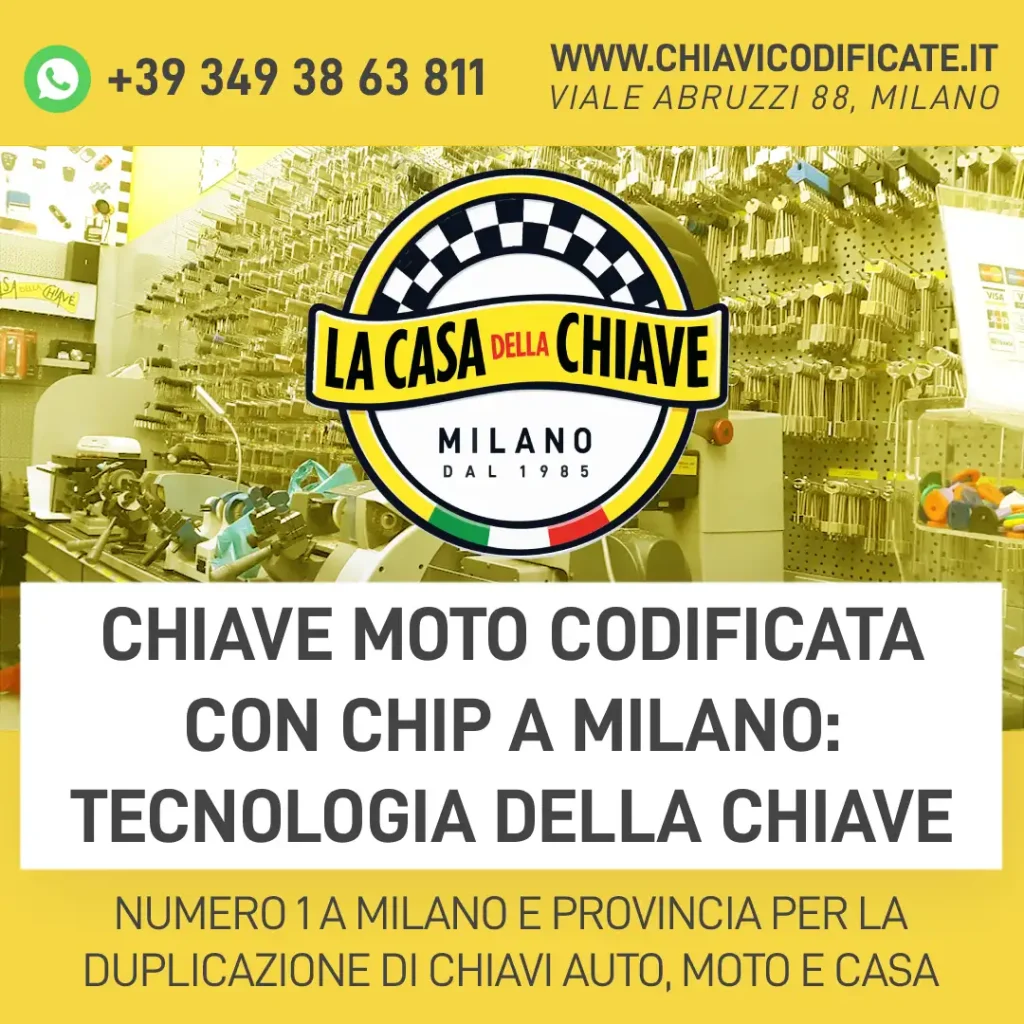 Chiave moto codificata con chip a Milano: tecnologia della chiave