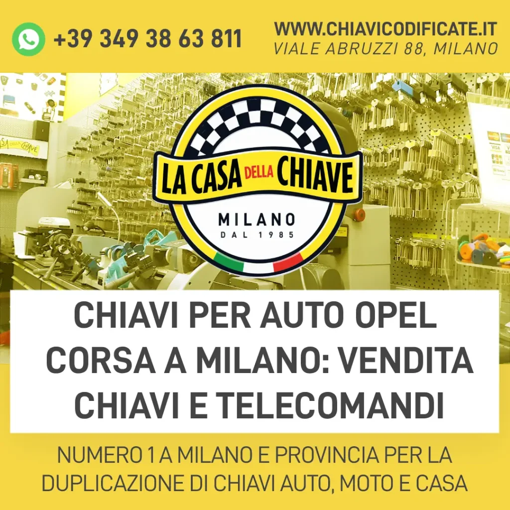 Chiavi per Auto Opel Corsa a Milano: Vendita Chiavi e Telecomandi