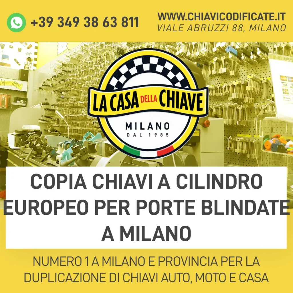 Copia chiavi a cilindro europeo per porte blindate a Milano