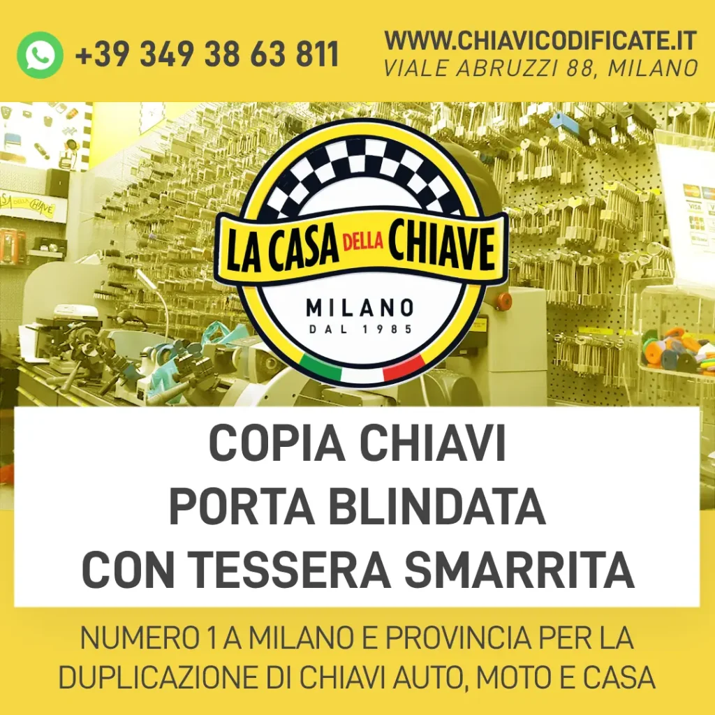 Copia chiavi porta blindata con tessera smarrita