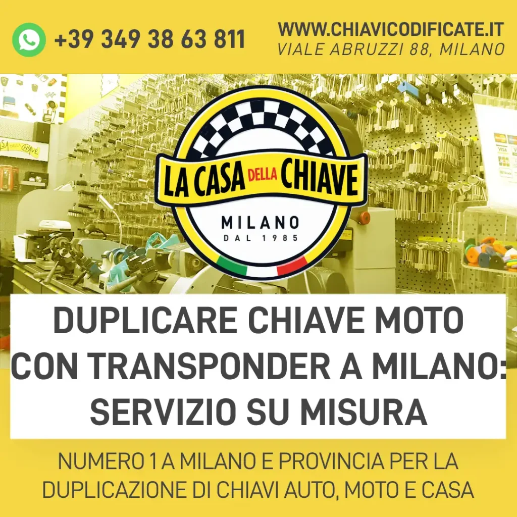 Duplicare chiave moto con transponder a Milano: servizio su misura