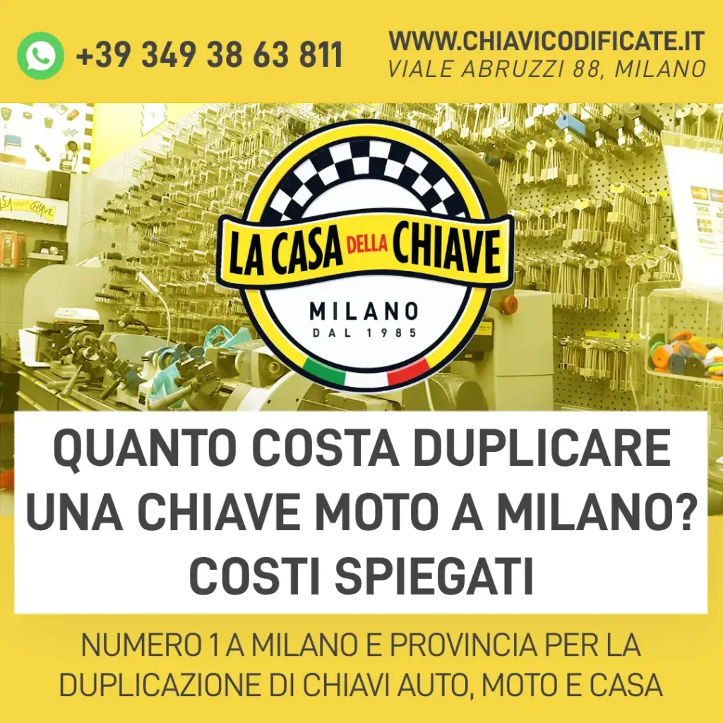 Quanto costa duplicare una chiave moto a Milano? Costi spiegati