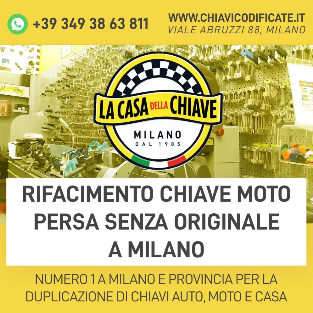 Rifacimento chiave moto persa senza originale a Milano