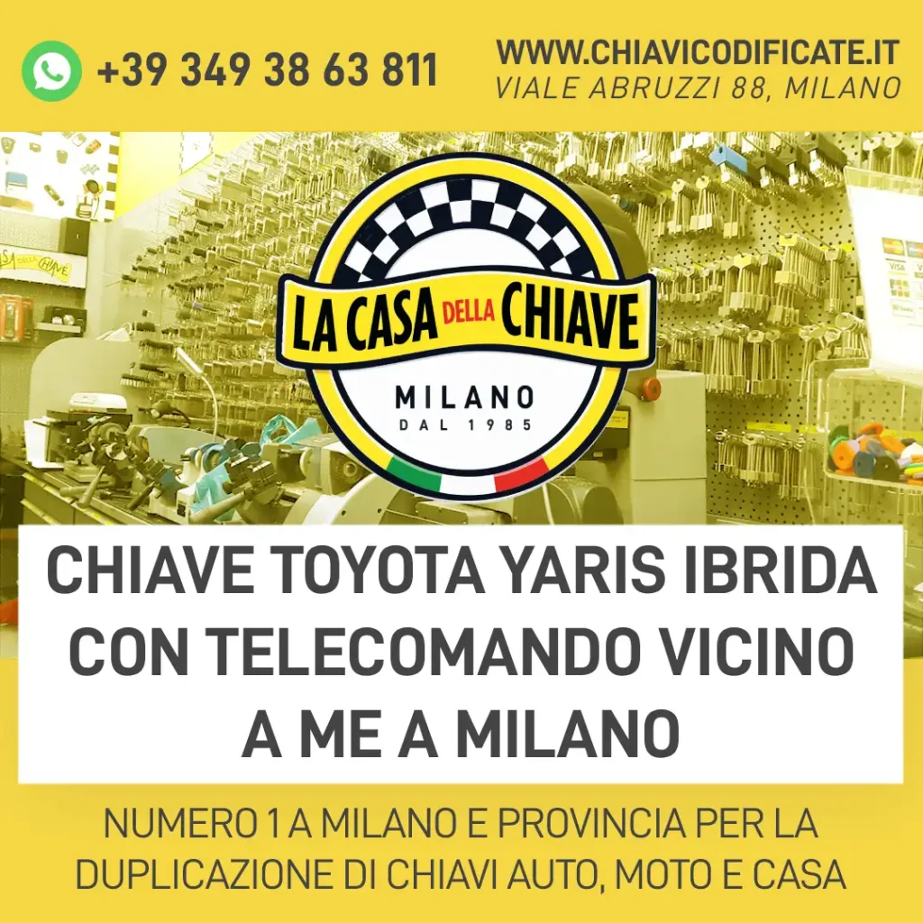 Chiave Toyota Yaris ibrida con telecomando vicino a me a Milano