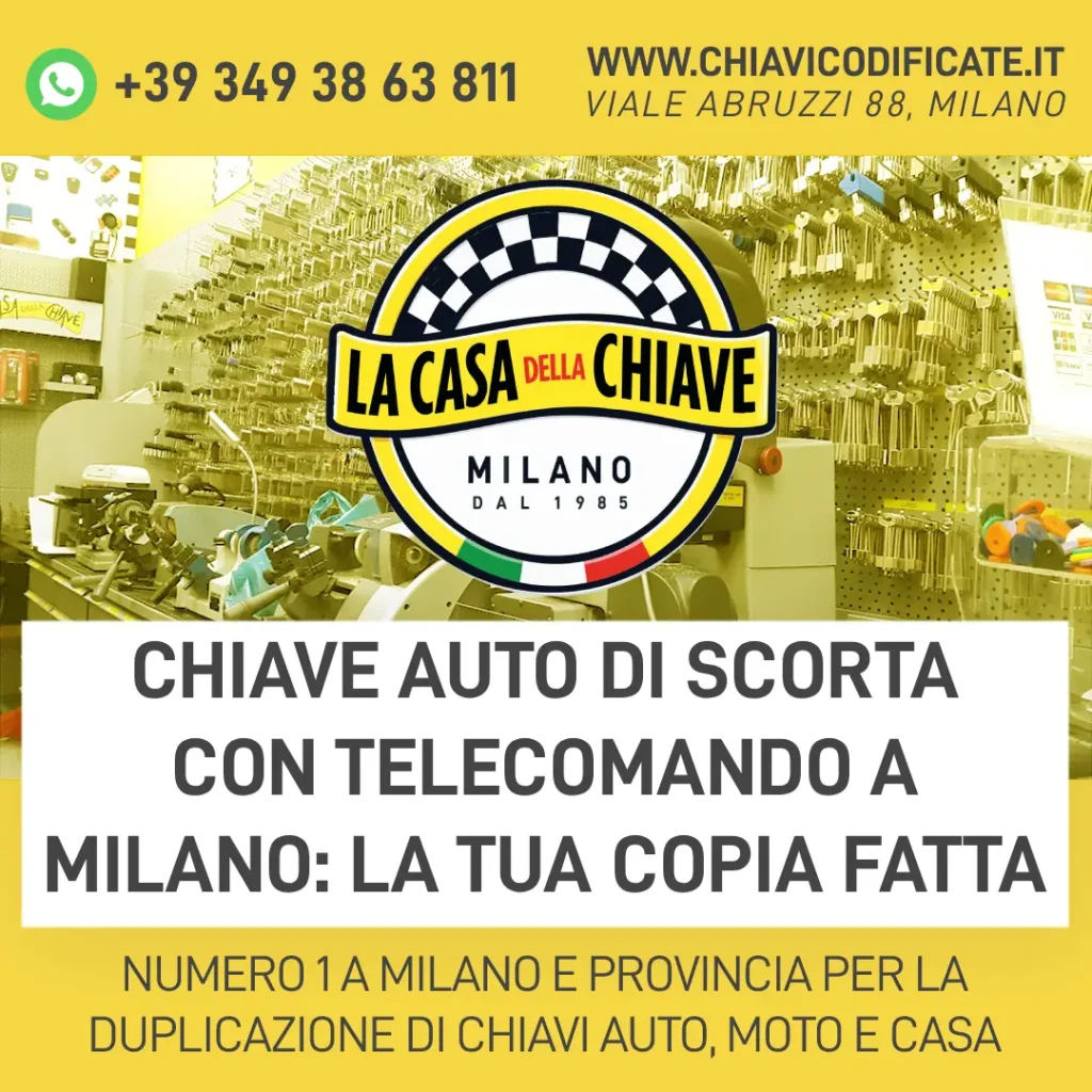 Chiave auto di scorta con telecomando a Milano: la tua copia fatta
