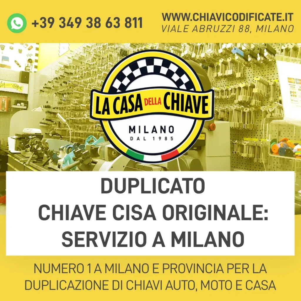Duplicato chiave Cisa originale: servizio a Milano