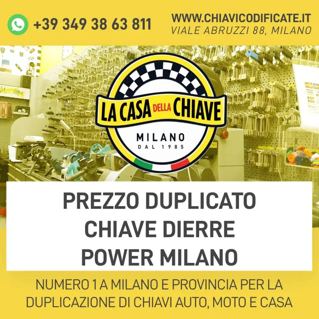 Prezzo duplicato chiave Dierre power Milano