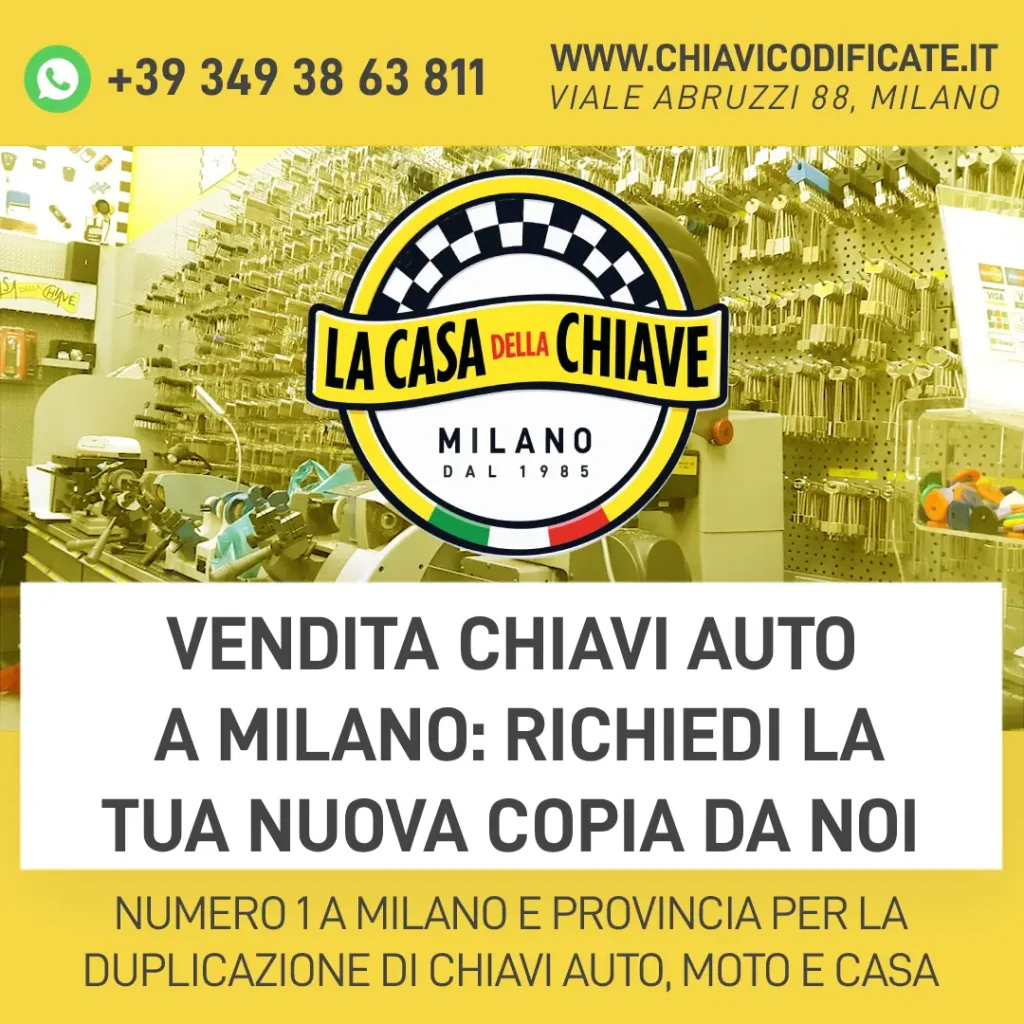 Vendita chiavi auto a Milano: richiedi la tua nuova Copia da Noi